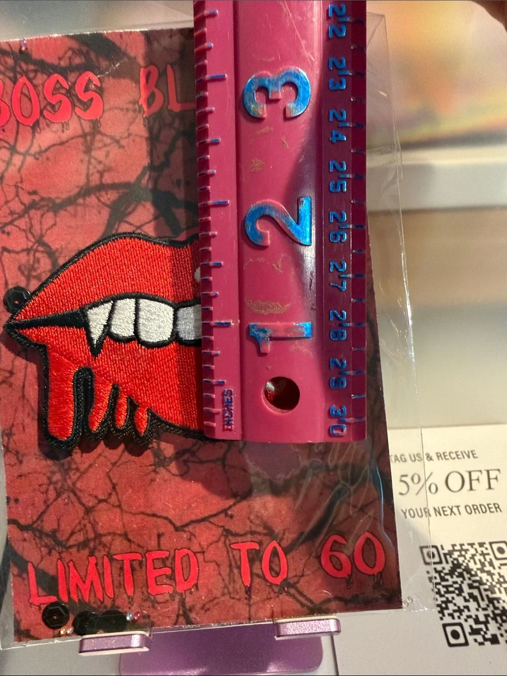 Boss Blondes Red Vampire Lip Embroidered Velcro-backed Morale Patch